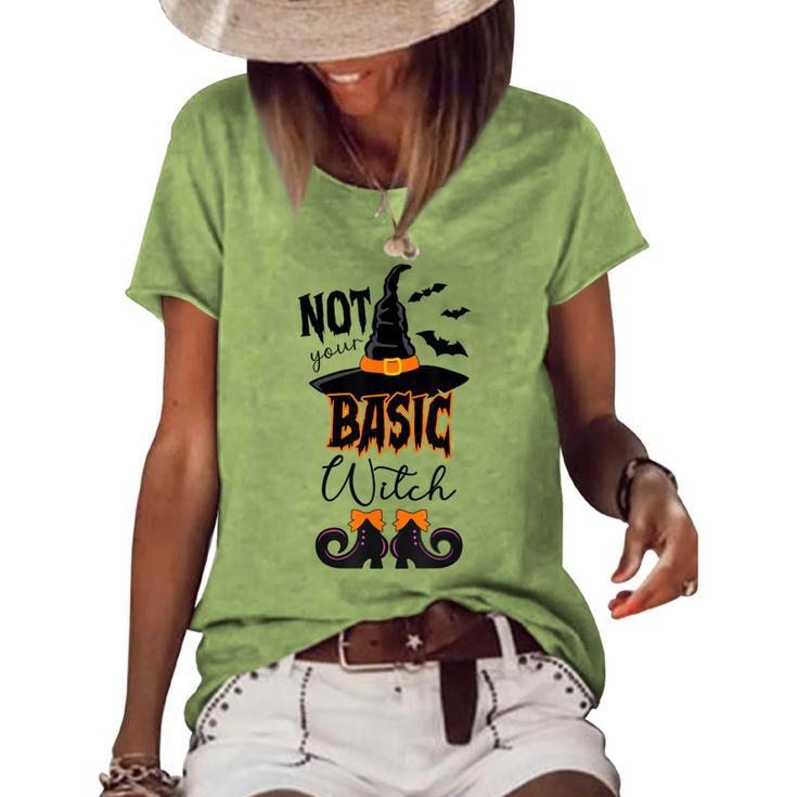 Not Your Basic Witch Halloween Costume Witch Bat Women's Loose T-shirt