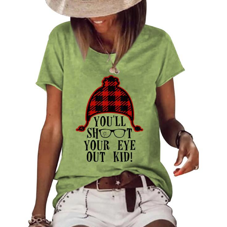 Oh Fudge Youll Shoot Your Eye Out Christmas Santa Claus Hat  Women's Short Sleeve Loose T-shirt