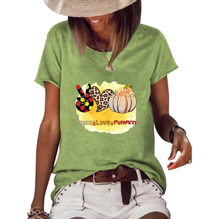 Peace Love Pumpkin Fall Season Idea Women's Loose T-shirt