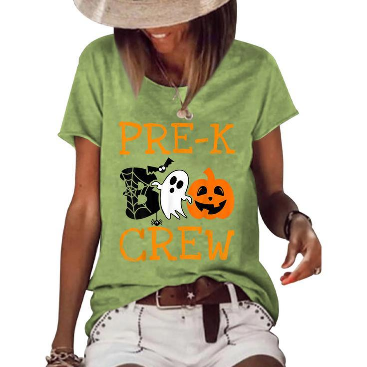 Pre-K Boo Crew Vintage Halloween Costumes For Pre-K Teachers  Women's Short Sleeve Loose T-shirt