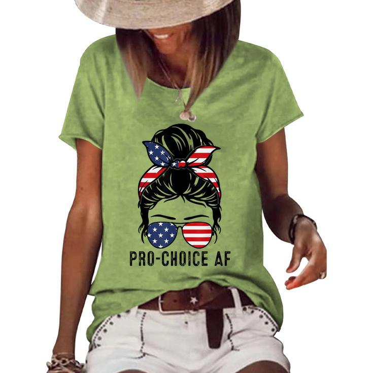 Pro Choice Af Messy Bun Us Flag Reproductive Rights Tank Women's Loose T-shirt