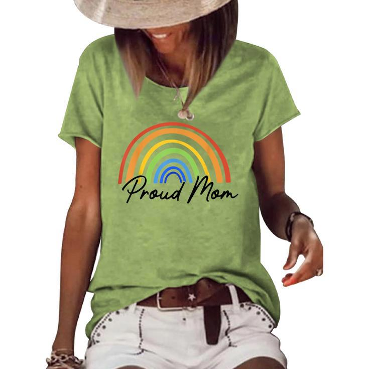 Proud Mom Rainbow  Lgbt Gay Pride Month  V2 Women's Short Sleeve Loose T-shirt