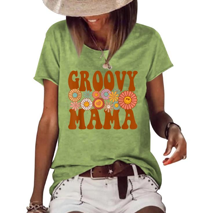 Retro Groovy Mama Matching Family 1St Birthday Party Women's Loose T-shirt