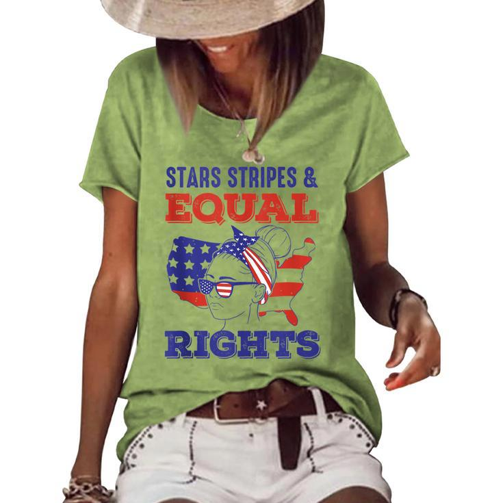 Retro Pro Choice Feminist Stars Stripes Equal Rights Women's Loose T-shirt