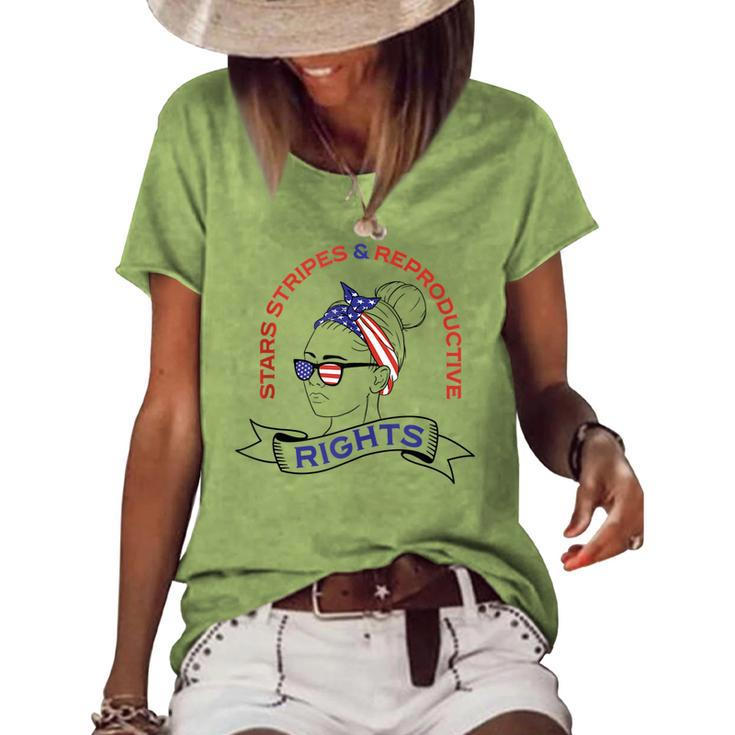 Retro Pro Choice Feminist Stars Stripes Reproductive Rights Women's Loose T-shirt