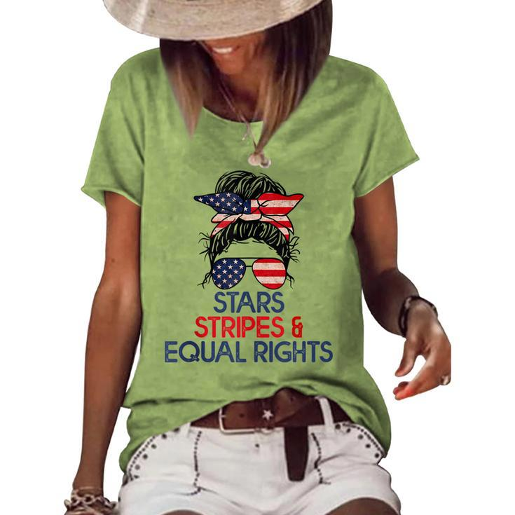 Retro Pro Choice Stars Stripes And Equal Rights Patriotic Women's Loose T-shirt