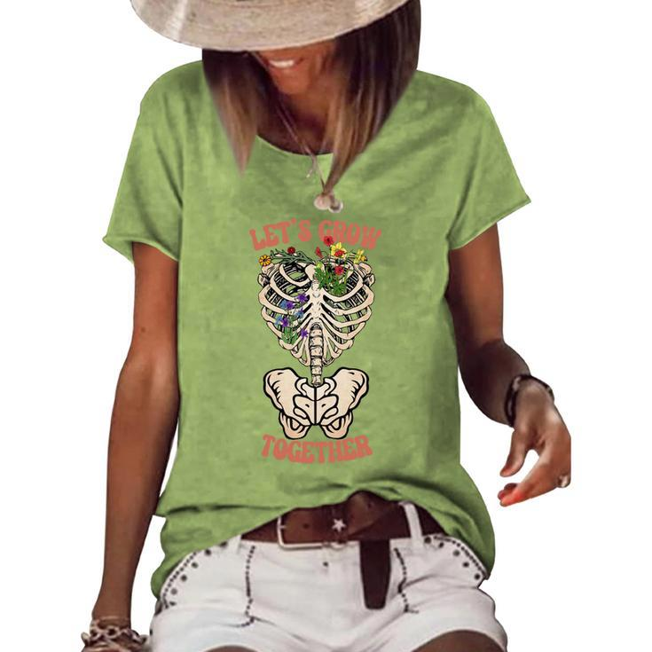 Skeleton And Plants Lets Grow Together Women's Loose T-shirt