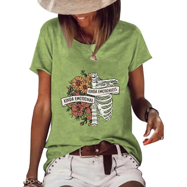 Skeleton And Plants Kinda Emotional Kinda Emotionless Women's Loose T-shirt