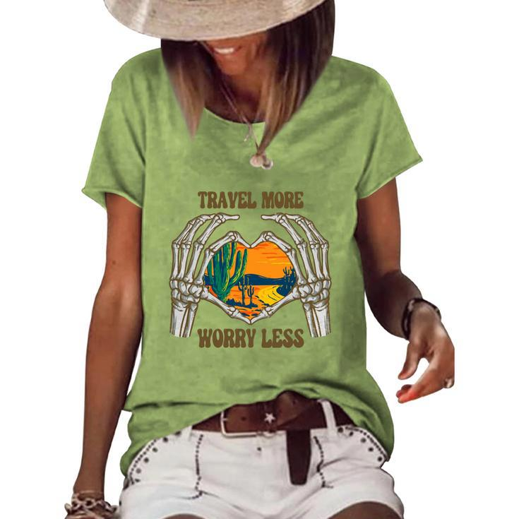 Skeleton And Plants Travel More Worry Less Women's Loose T-shirt