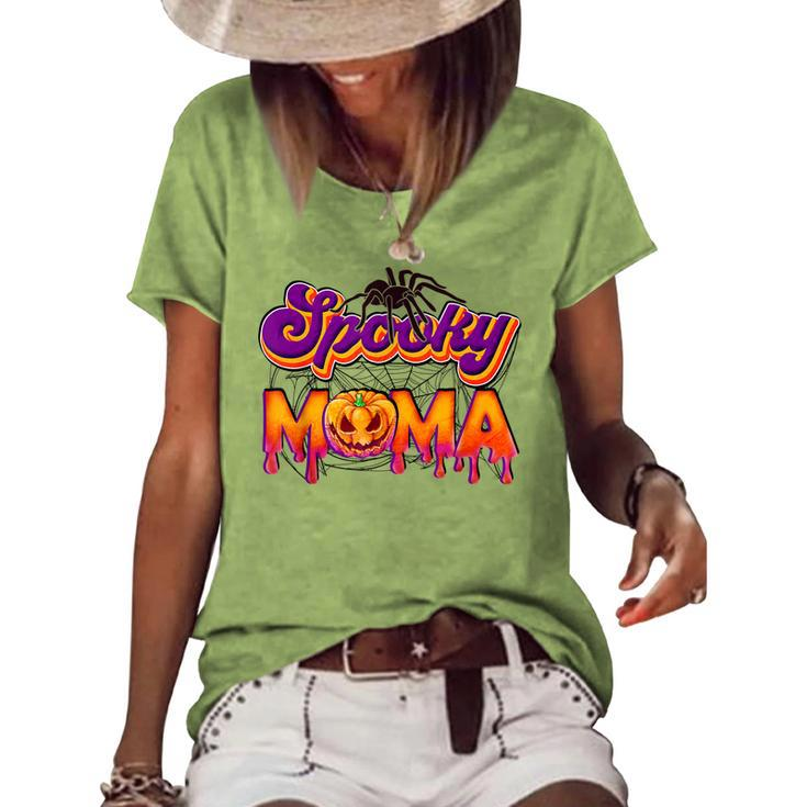 Spooky Mama Jack O Lantern Halloween Mama Pumpkin Women's Loose T-shirt