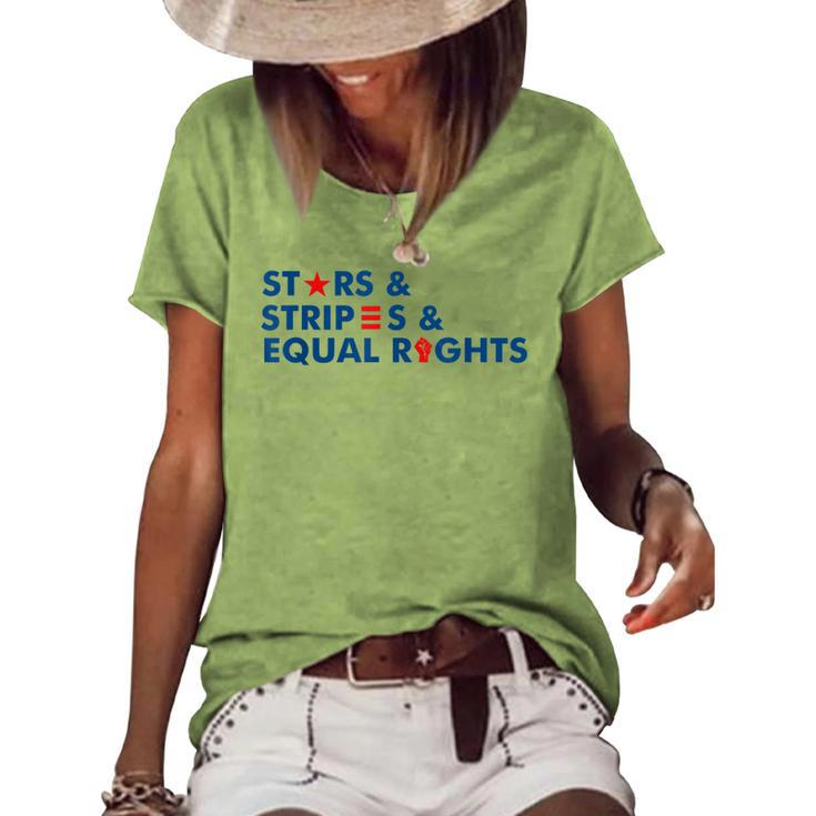 Stars Stripes And Equal Rights 4Th Of July Patriotic V2 Women's Loose T-shirt