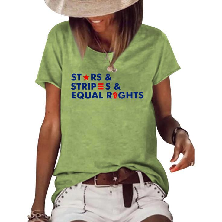 Stars Stripes And Equal Rights 4Th Of July Patriotic V3 Women's Loose T-shirt