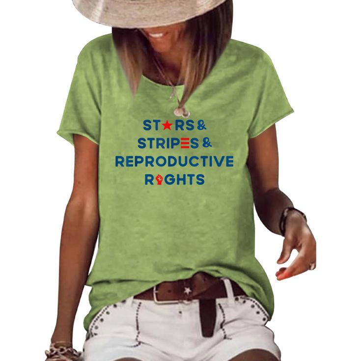 Stars Stripes Reproductive Rights 4Th Of July American Flag V3 Women's Loose T-shirt