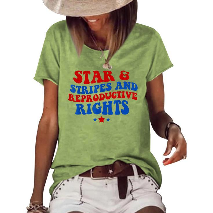 Stars Stripes Reproductive Rights 4Th Of July Groovy Women Women's Loose T-shirt