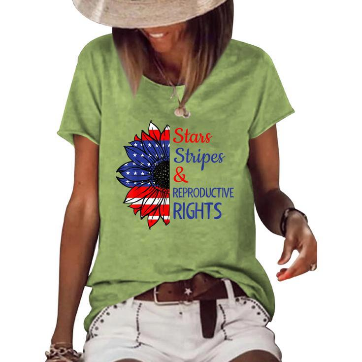 Stars Stripes Reproductive Rights American Flag 4Th Of July V7 Women's Loose T-shirt