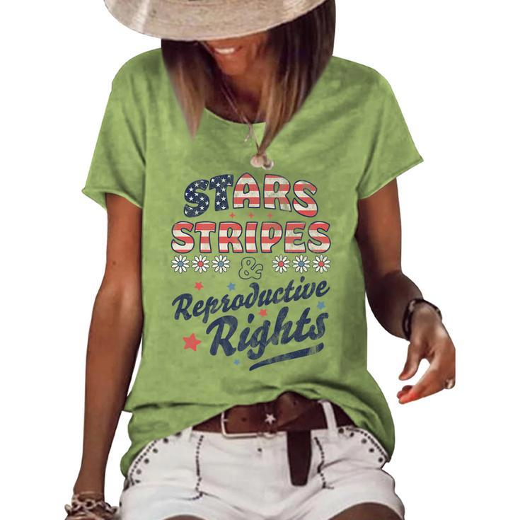 Stars Stripes Reproductive Rights Patriotic 4Th Of July Cute Women's Loose T-shirt