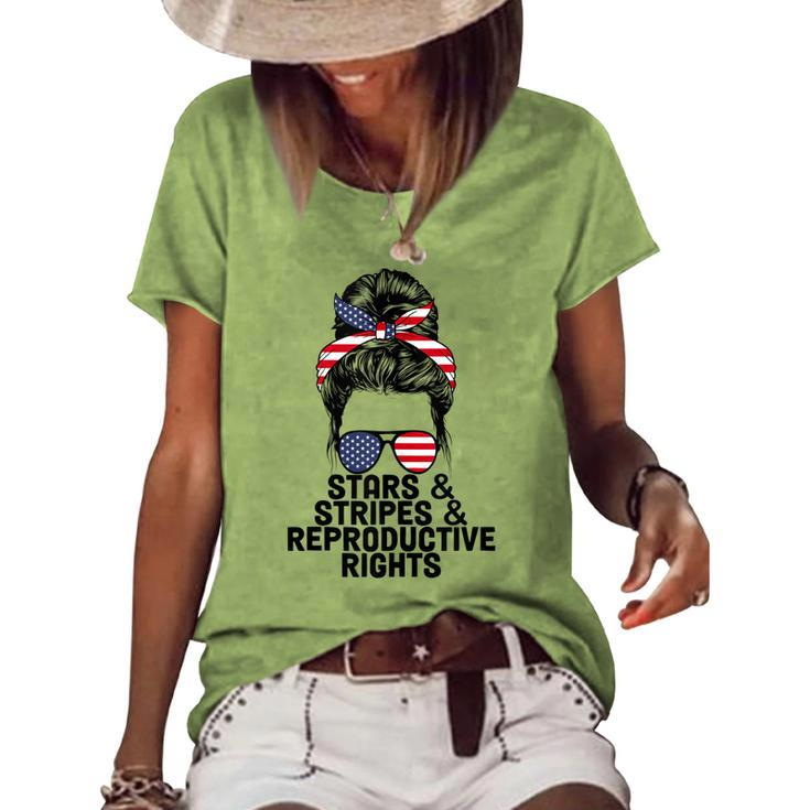 Stars Stripes Reproductive Rights Patriotic 4Th Of July V14 Women's Loose T-shirt