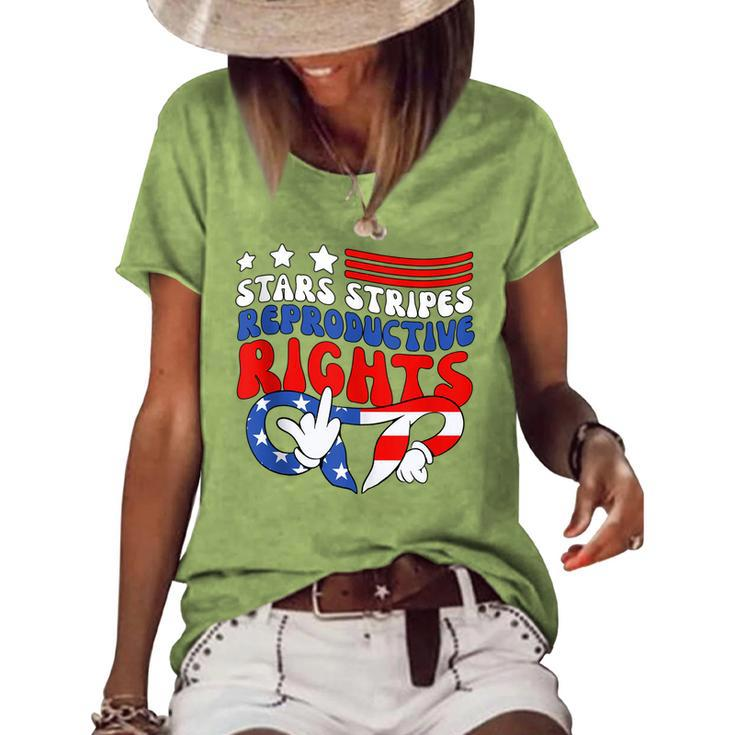 Stars Stripes Reproductive Rights Patriotic 4Th Of July V18 Women's Loose T-shirt