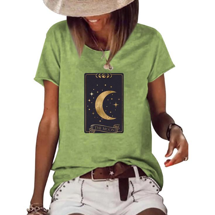 Tarrot Card Misterious The Moon Card Custom Women's Loose T-shirt