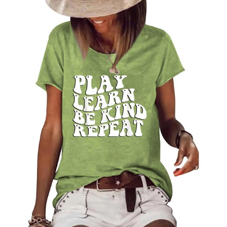 Unity Day Orange Play Learn Be Kind Repeat Unity Day Orange  Women's Short Sleeve Loose T-shirt