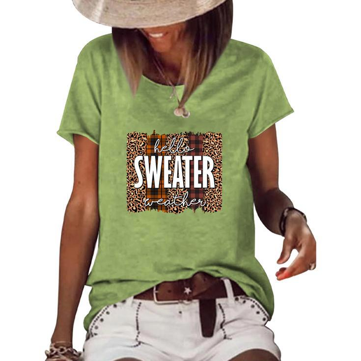 Vintage Autumn Hello Sweater Weather Women's Loose T-shirt