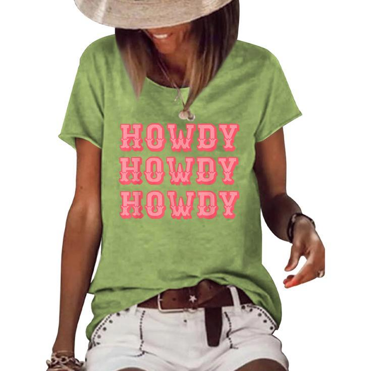 Vintage White Howdy Rodeo Western Country Southern Cowgirl V2 Women's Loose T-shirt