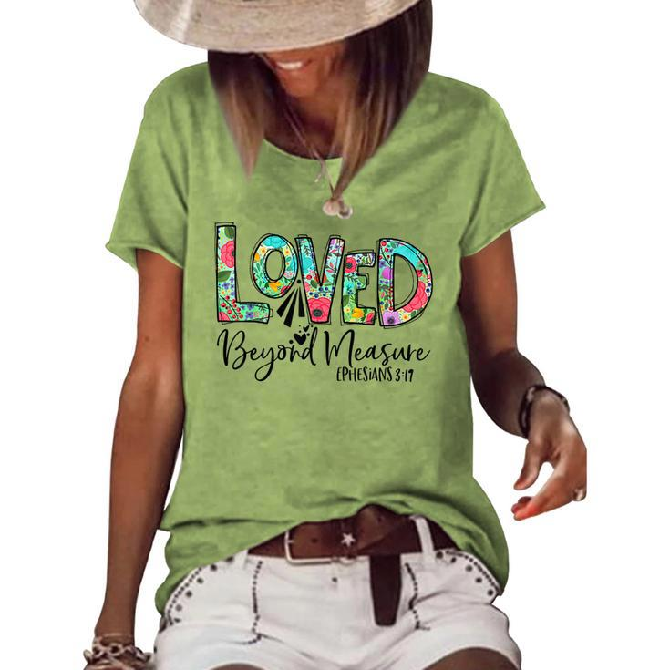 Womens Christian  Blessed Beyond Measure Loved Beyond  Women's Short Sleeve Loose T-shirt