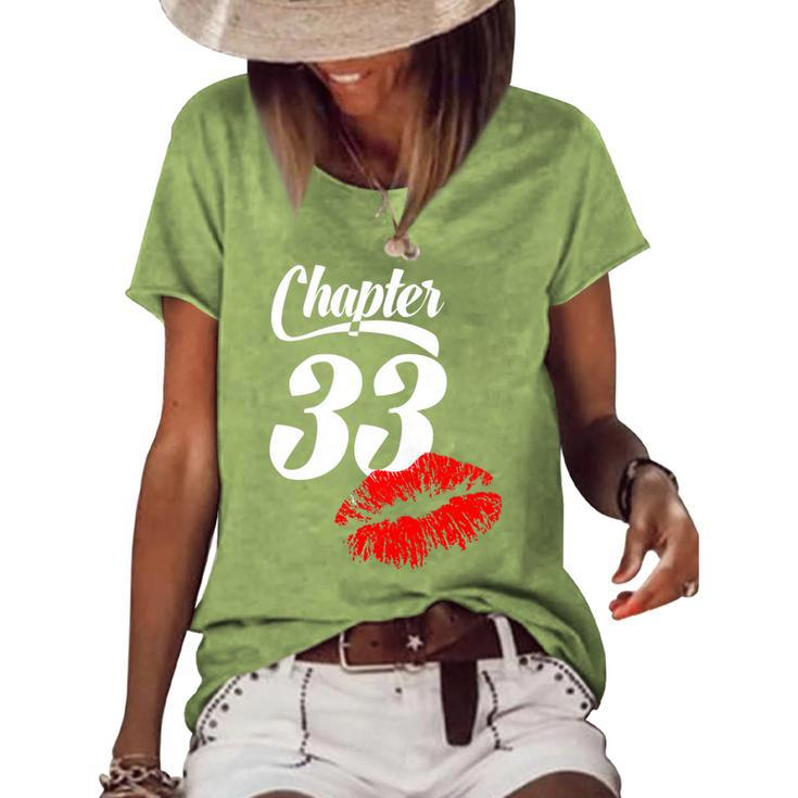 Womens Womens 33Th Birthday Lips  Chapter 33 Years Old  1989   Women's Short Sleeve Loose T-shirt