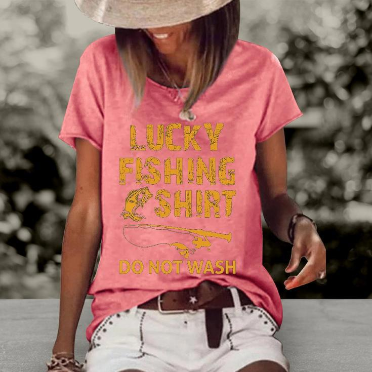 Lucky Fishing Do Not Wash Funny Fishing T- Women's Short Sleeve
