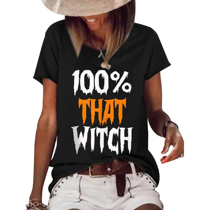 100 That Witch Funny Halloween - Witch Music Lyrics  Women's Short Sleeve Loose T-shirt