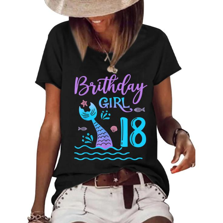 18 Year Old Gift Mermaid Tail 18Th Birthday Girl Daughter  Women's Short Sleeve Loose T-shirt