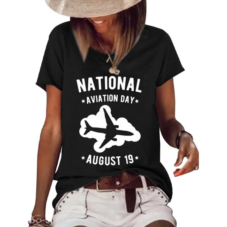Cool Public Holidays Shirt - Flight Airplane Print Tee Gift Women's Short Sleeve Loose T-shirt