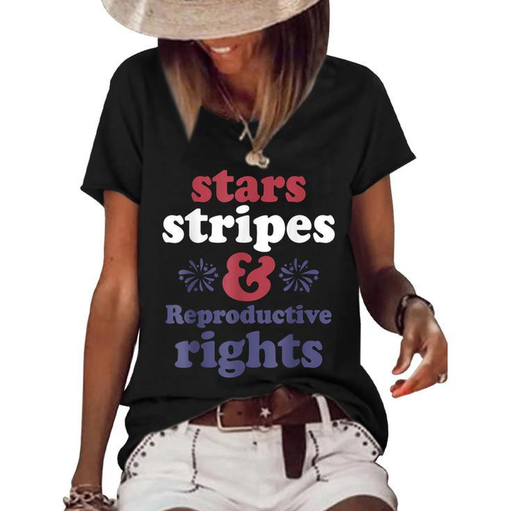 4Th Of July Stars Stripes Reproductive Rights Patriotic  Women's Short Sleeve Loose T-shirt