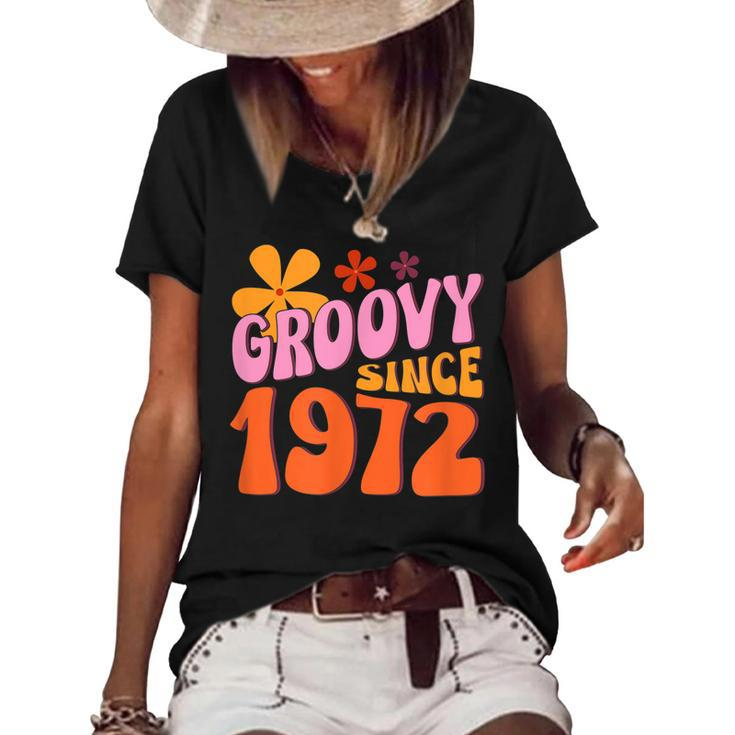 50Th Birthday Groovy Since 1972  Women's Short Sleeve Loose T-shirt