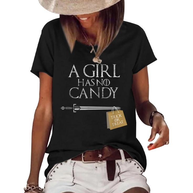 A Girl Has No Candy Sword Halloween   Women's Short Sleeve Loose T-shirt