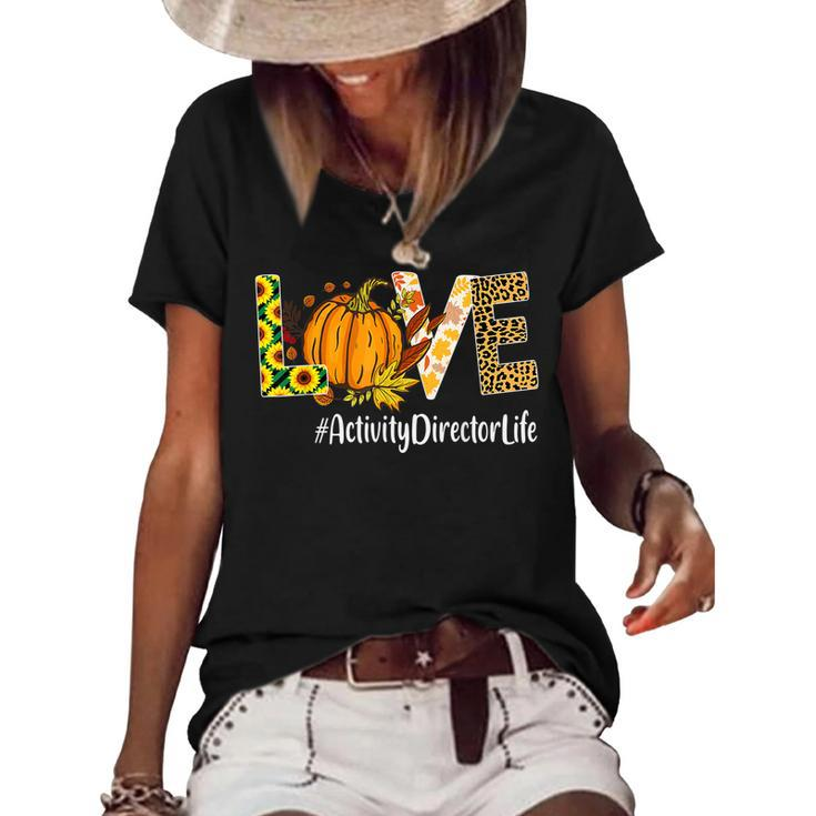 Activity Director Love Pumpkin Leopard Halloween Fall Lover  Women's Short Sleeve Loose T-shirt