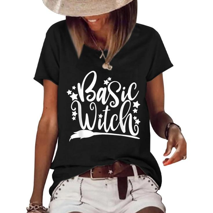 Basic Witch Witch Broom Halloween Funny Women Halloween  Women's Short Sleeve Loose T-shirt