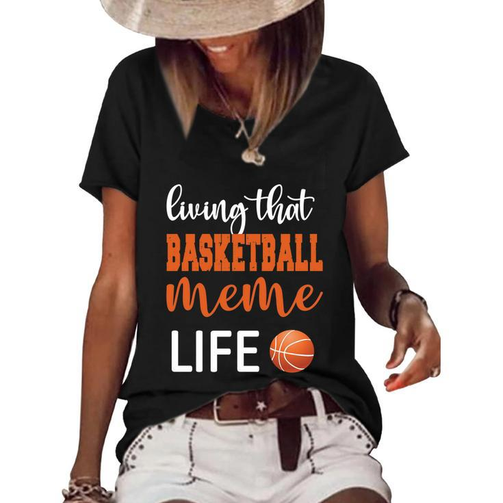 Basketball Meme Life Basketball Grandma Meme Cute Gift Women's Short Sleeve Loose T-shirt