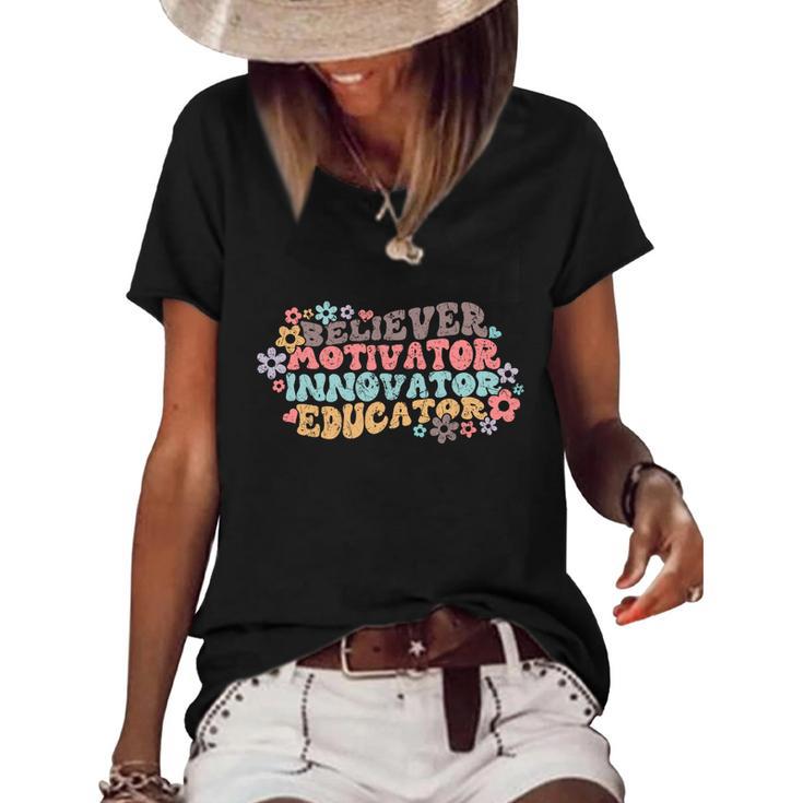 Believer Motivator Innovator Educator Teach Love Inspire Gift Women's Short Sleeve Loose T-shirt