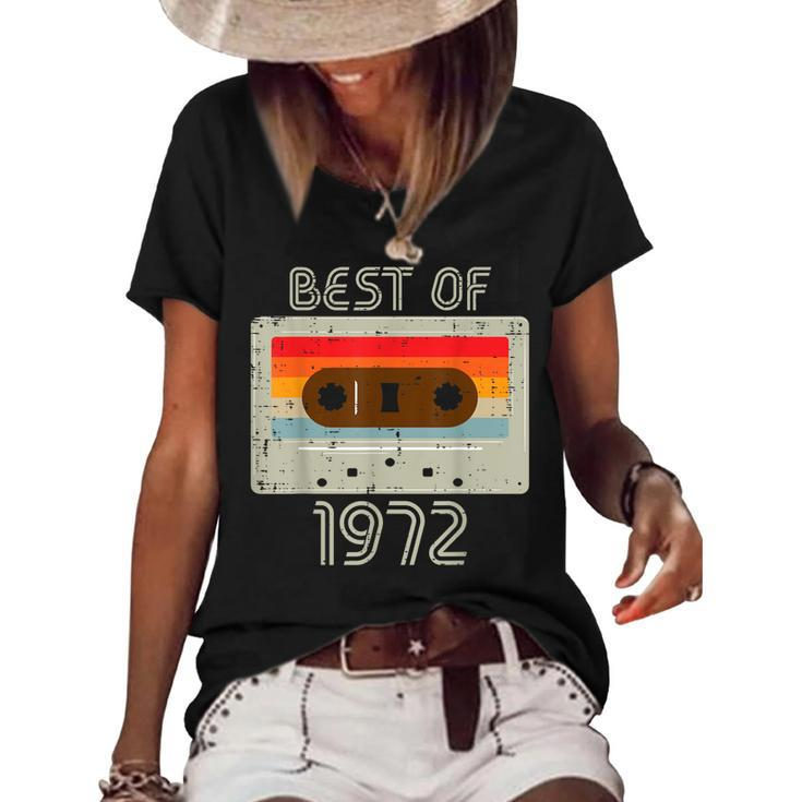 Best Of 1972 Casette Tape Retro 50Th Birthday 50 Years Old  Women's Short Sleeve Loose T-shirt