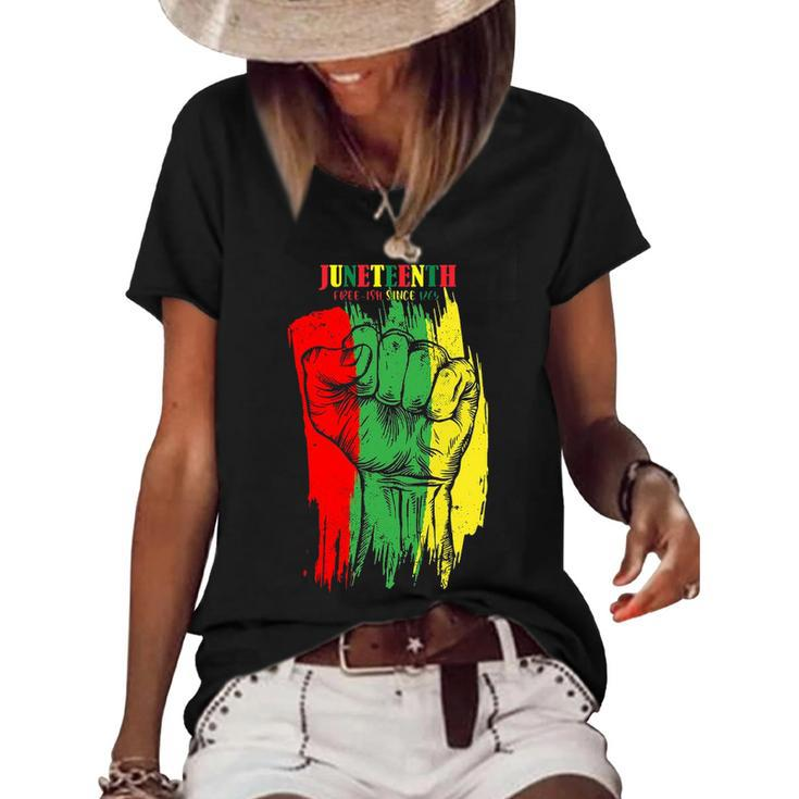 Black History Celebration I Black History Month Fist Juneteenth Women's Short Sleeve Loose T-shirt