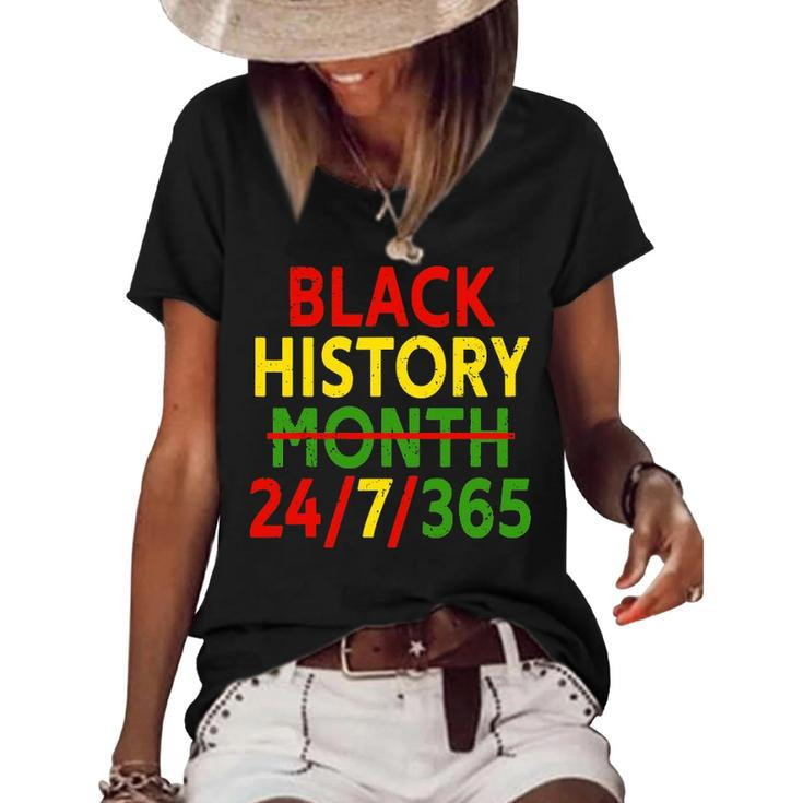 Black History Month 24 7 365 African Melanin Black Women's Short Sleeve Loose T-shirt