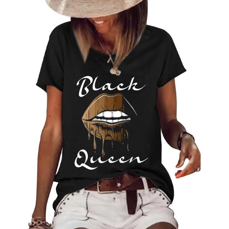 Black Queen Pan African Woman Black History Month Pride  Women's Short Sleeve Loose T-shirt