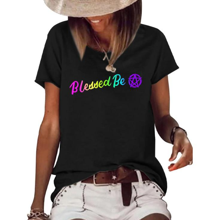 Blessed Be Witchcraft Wiccan Witch Halloween Wicca Occult Women's Short Sleeve Loose T-shirt
