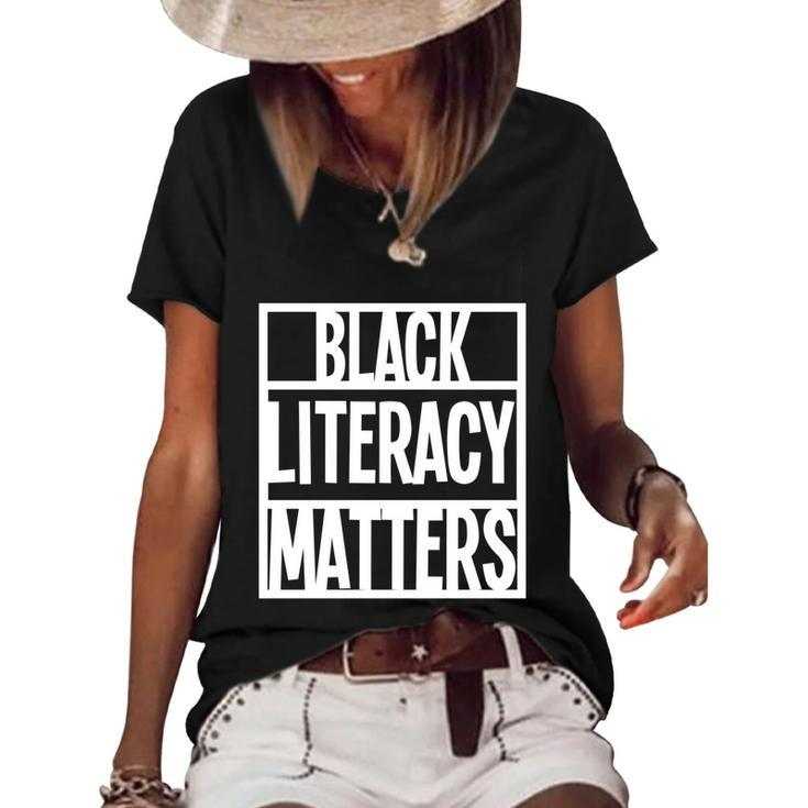 Blmgift Black Literacy Matters Cool Gift Women's Short Sleeve Loose T-shirt