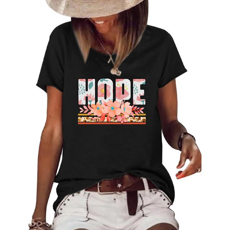 Boho Vintage Hope Wildflowers Design Women's Short Sleeve Loose T-shirt