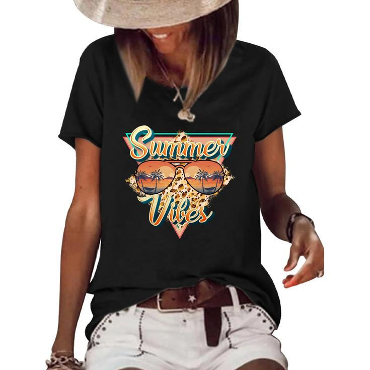 Boho Vintage Summer Vibes Custom Women's Short Sleeve Loose T-shirt