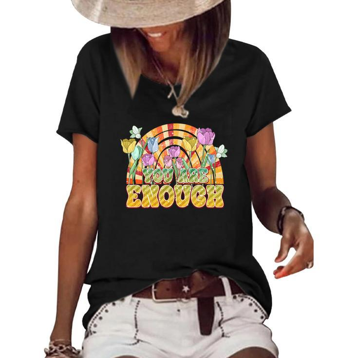 Boho Vintage You Are Enough Retro Custom Women's Short Sleeve Loose T-shirt