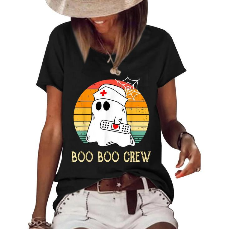Boo Boo Crew Nurse Ghost Funny Halloween Costume  Women's Short Sleeve Loose T-shirt