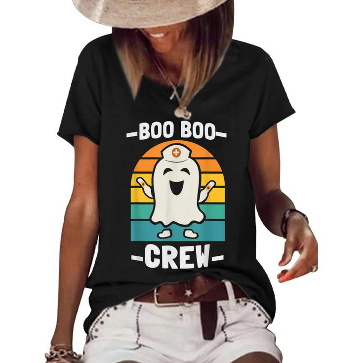 Boo Boo Crew  Nurses Rn Ghost Women Nurse Halloween  Women's Short Sleeve Loose T-shirt